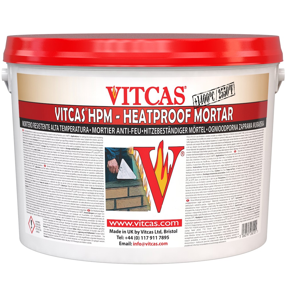 Vitcas HPM Heatproof Mortar with product identification